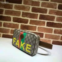 Gucci Unisex ‘Fake/Not’ Print Belt Bag Beige and Ebony GG Supreme Canvas