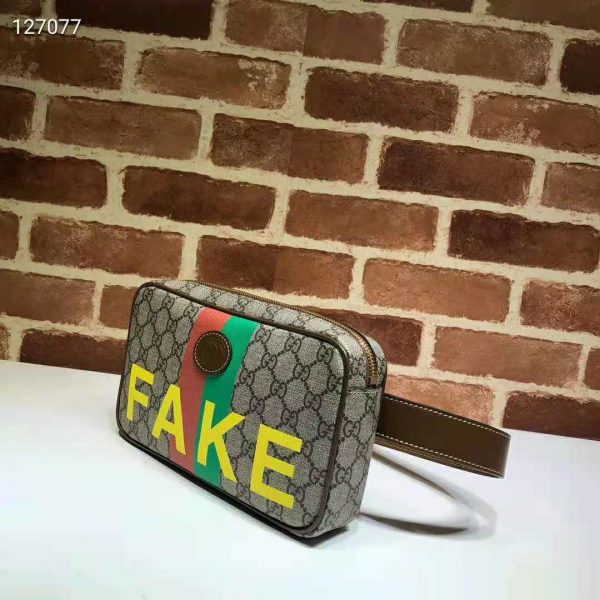 Gucci Unisex ‘FakeNot’ Print Belt Bag Beige and Ebony GG Supreme Canvas (11)