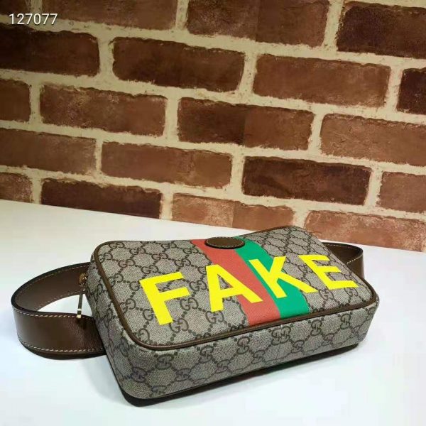 Gucci Unisex ‘FakeNot’ Print Belt Bag Beige and Ebony GG Supreme Canvas (2)