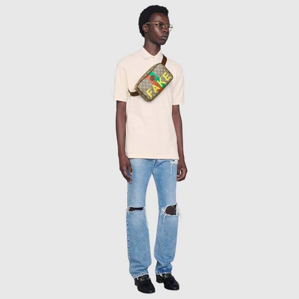 Gucci Unisex ‘FakeNot’ Print Belt Bag Beige and Ebony GG Supreme Canvas (9)