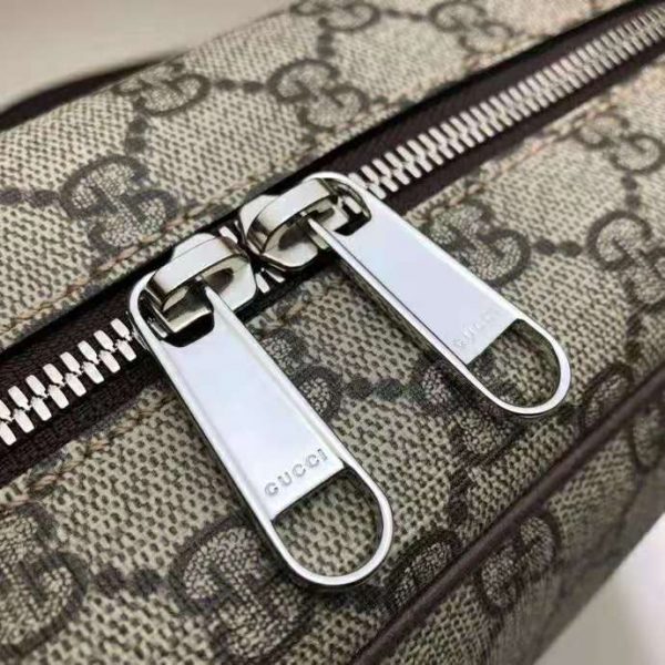 Gucci Unisex GG Shoulder Bag with Leather Details BeigeEbony GG Supreme Canvas (2)