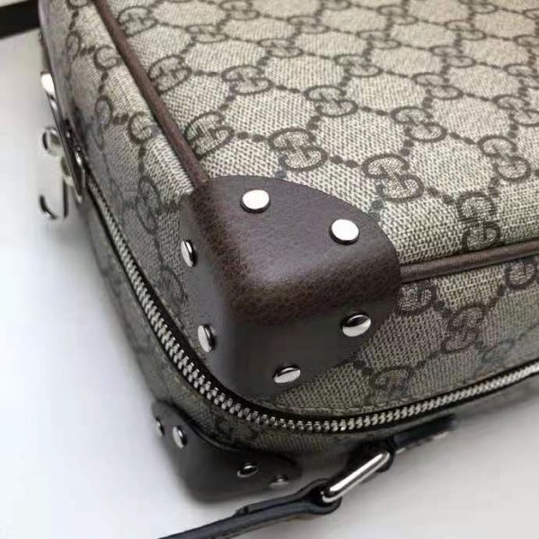 Gucci Unisex GG Shoulder Bag with Leather Details BeigeEbony GG Supreme Canvas (3)