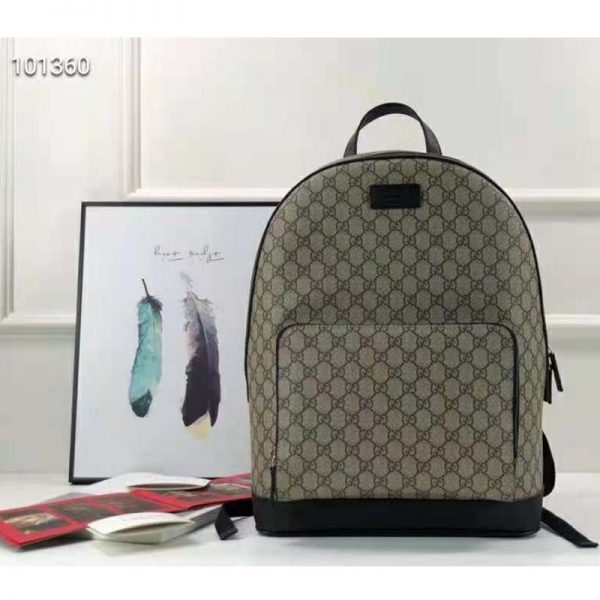 Gucci Unisex GG Supreme Backpack BeigeEbony GG Supreme Canvas (2)