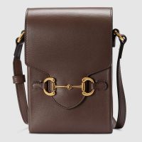 Gucci Unisex Gucci Horsebit 1955 Mini Bag Brown Leather