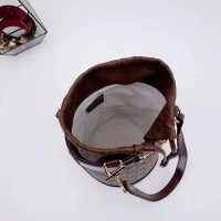 Gucci Unisex Gucci Horsebit 1955 Small Bucket Bag GG Supreme Canvas Brown Leather