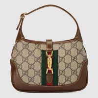 Gucci Unisex Jackie 1961 Mini Shoulder Bag Beige/Ebony GG Supreme Canvas