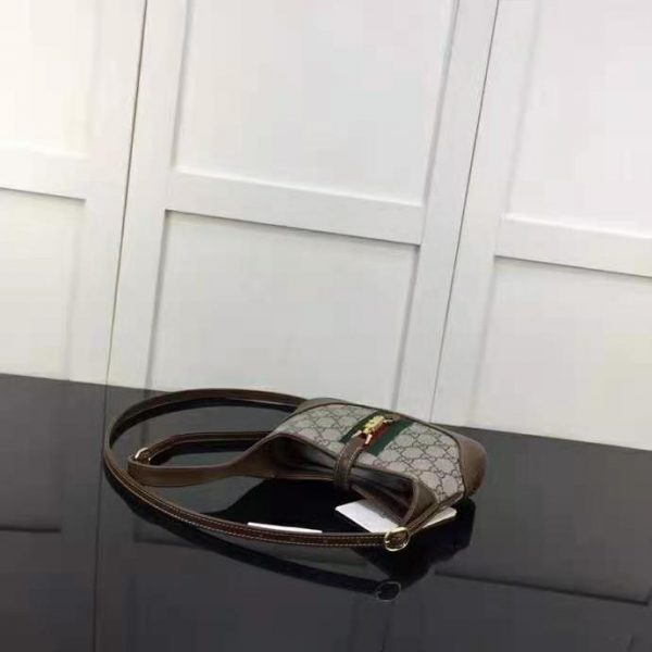 Gucci Unisex Jackie 1961 Mini Shoulder Bag BeigeEbony GG Supreme Canvas (6)
