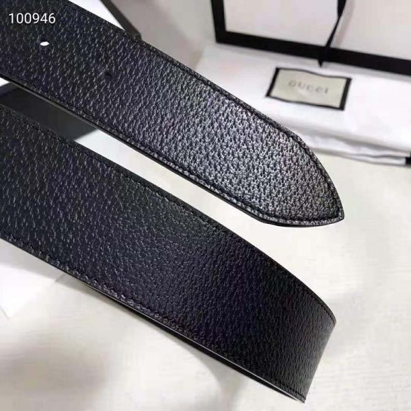 Gucci Unisex Leather Belt with Double G Buckle 4 cm Width-Black (4)