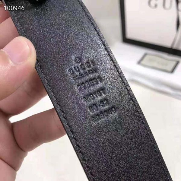 Gucci Unisex Leather Belt with Double G Buckle 4 cm Width-Black (5)