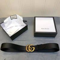 Gucci Unisex Leather Belt with Double G Buckle with Snake 4 cm Width Black