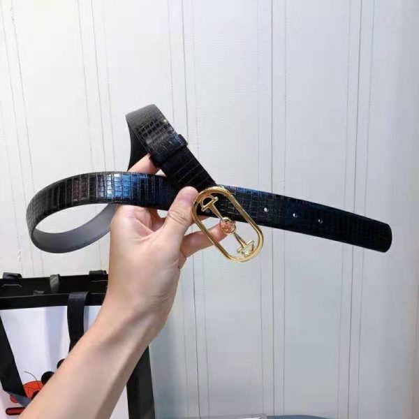 Gucci Unisex Lizard Belt with Interlocking G Horsebit Buckle 2.5 cm Width Black Lizard (3)