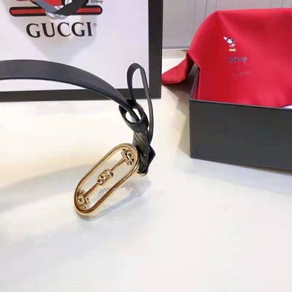Gucci Unisex Lizard Belt with Interlocking G Horsebit Buckle 2.5 cm Width Black Lizard (4)