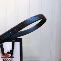 Gucci Unisex Lizard Belt with Interlocking G Horsebit Buckle 2.5 cm Width Black Lizard