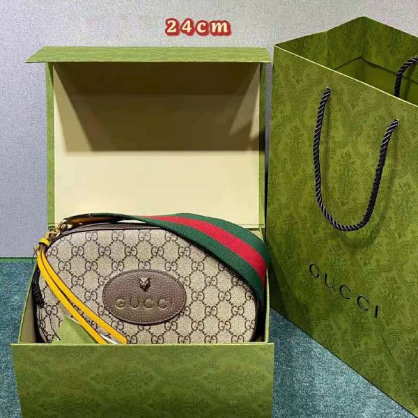 Gucci Unisex Neo Vintage GG Supreme Messenger Bag BeigeEbony Canvas (8)