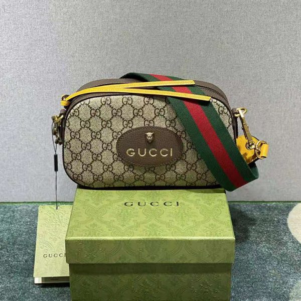 Gucci Unisex Neo Vintage GG Supreme Messenger Bag BeigeEbony Canvas (9)