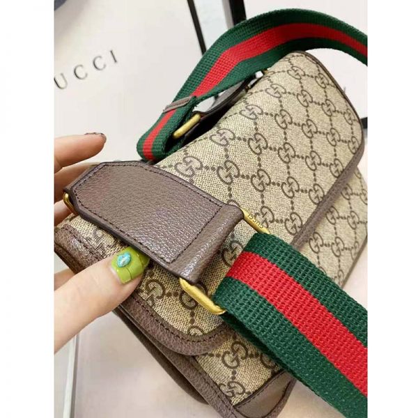 Gucci Unisex Neo Vintage Small Messenger Bag BeigeEbony GG Supreme Canvas (11)