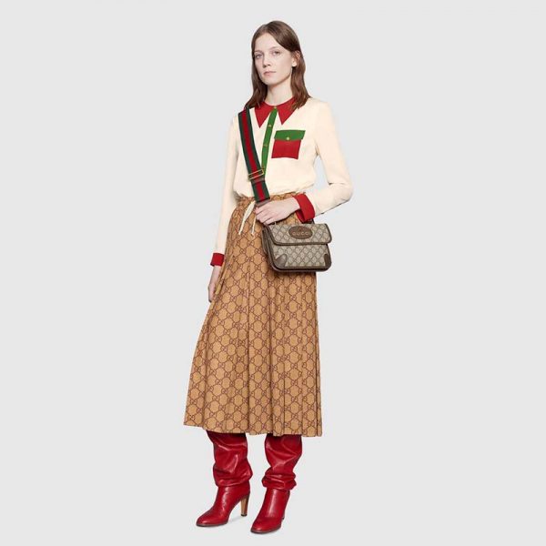 Gucci Unisex Neo Vintage Small Messenger Bag BeigeEbony GG Supreme Canvas (2)