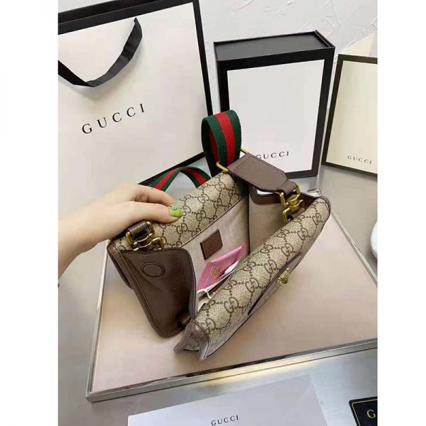 Gucci Unisex Neo Vintage Small Messenger Bag BeigeEbony GG Supreme Canvas (6)