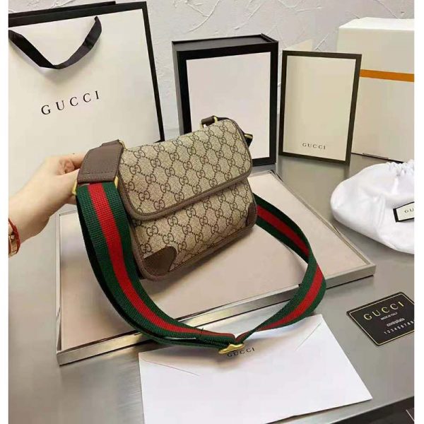 Gucci Unisex Neo Vintage Small Messenger Bag BeigeEbony GG Supreme Canvas (7)