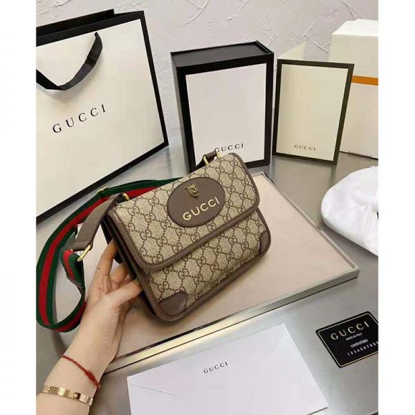 Gucci Unisex Neo Vintage Small Messenger Bag BeigeEbony GG Supreme Canvas (9)
