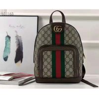 Gucci Unisex Ophidia GG Small Backpack Beige/Ebony GG Supreme Canvas