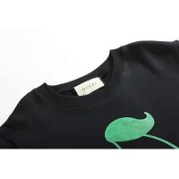 Gucci Women Beverly Hills Cherry Print Sweatshirt Cotton Jersey Crewneck Puff Sleeves-Black