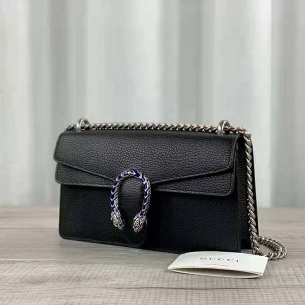 Gucci Women Dionysus Small Shoulder Bag Black Textured Leather Tiger Head (3)