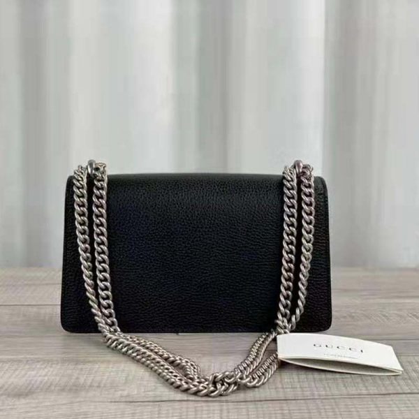 Gucci Women Dionysus Small Shoulder Bag Black Textured Leather Tiger Head (4)