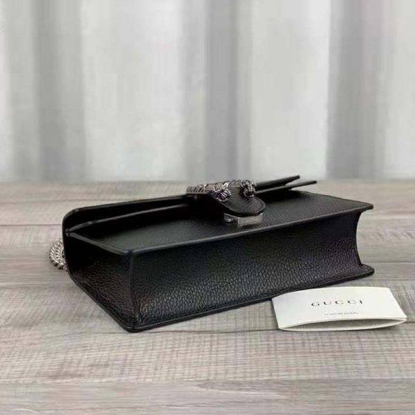 Gucci Women Dionysus Small Shoulder Bag Black Textured Leather Tiger Head (6)