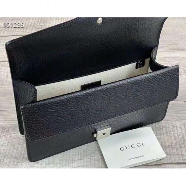 Gucci Women Dionysus Small Shoulder Bag Black Textured Leather Tiger Head (9)