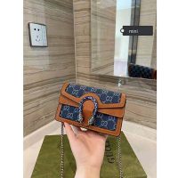 Gucci Women Dionysus Super Mini Bag Washed Organic GG Jacquard Denim