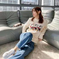 Gucci Women Disney x Gucci Donald Duck Cotton Wool Sweater Crewneck-White