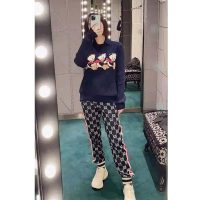 Gucci Women Disney x Gucci Donald Duck Cotton Wool Sweater Holes Crewneck Collar-Navy