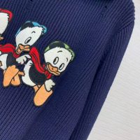 Gucci Women Disney x Gucci Donald Duck Cotton Wool Sweater Holes Crewneck Collar-Navy