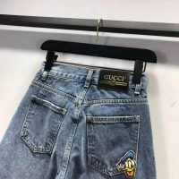 Gucci Women Disney x Gucci Donald Duck Eco Denim Pant Blue Organic Cotton