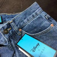 Gucci Women Disney x Gucci Donald Duck Eco Denim Pant Blue Organic Cotton