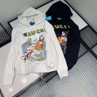 Gucci Women Disney x Gucci Donald Duck Hooded Sweatshirt Fixed Hood Oversize Fit Cotton