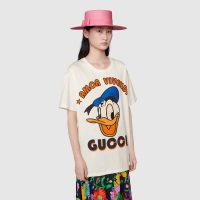 Gucci Women Disney x Gucci Donald Duck T-Shirt Cotton Jersey Crewneck Oversize Fit-White