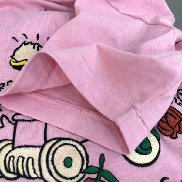 Gucci Women Disney x Gucci Donald Duck T-Shirt Cotton Jersey Crewneck Short Sleeves-Pink (8)