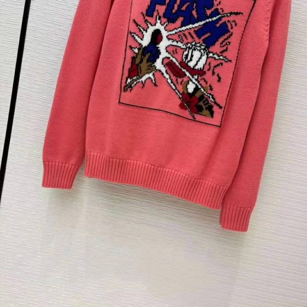 Gucci Women Disney x Gucci Donald Duck Wool Sweater Crew Neck-Pink (1)