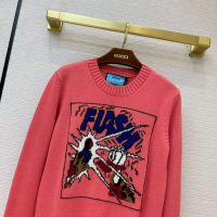 Gucci Women Disney x Gucci Donald Duck Wool Sweater Crew Neck-Pink