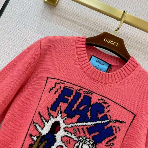 Gucci Women Disney x Gucci Donald Duck Wool Sweater Crew Neck-Pink (13)