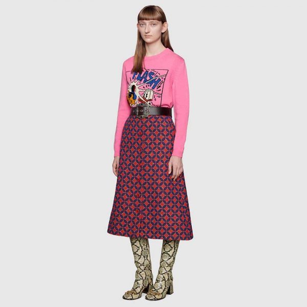 Gucci Women Disney x Gucci Donald Duck Wool Sweater Crew Neck-Pink (6)