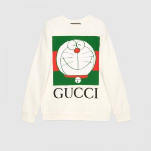 Gucci Women Doraemon x Gucci Cotton Sweatshirt Cotton Jersey Crewneck Oversized Fit