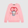 Gucci Women Doraemon x Gucci Cotton Sweatshirt Crewneck Oversized Fit-Pink