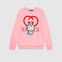 Gucci Women Doraemon x Gucci Cotton Sweatshirt Crewneck Oversized Fit-Pink