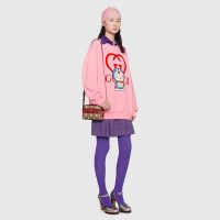 Gucci Women Doraemon x Gucci Cotton Sweatshirt Crewneck Oversized Fit-Pink