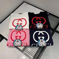 Gucci Women Doraemon x Gucci Cotton Sweatshirt Crewneck Oversized Fit-Pink