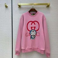 Gucci Women Doraemon x Gucci Cotton Sweatshirt Crewneck Oversized Fit-Pink