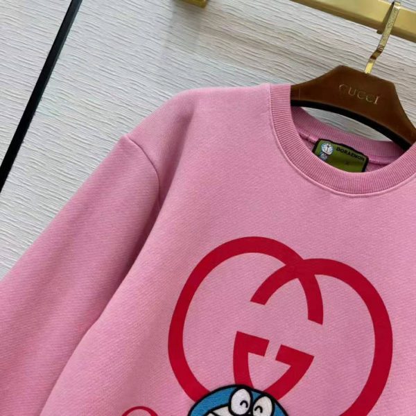 Gucci Women Doraemon x Gucci Cotton Sweatshirt Crewneck Oversized Fit-Pink (6)